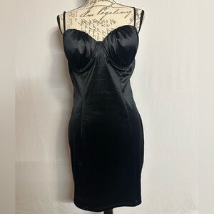 Iris Midnight Black Satin Gown